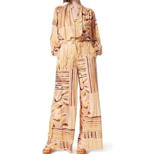 DO by Dee Ocleppo Mixed Print Long Sleeve Stretch Jersey Wide Leg Jumpsuit XL